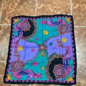 Vintage 100% silk Colorful Patterned Scarf